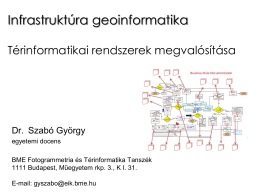 Infrastruktúra geoinformatika Térinformatikai rendszerek megvalósítása  Dr. Szabó György egyetemi docens  BME Fotogrammetria és Térinformatika Tanszék 1111 Budapest, Műegyetem rkp.