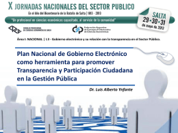 Área I: NACIONAL | I.3 - Gobierno electrónico y su relación con la transparencia en el Sector Público.  Plan Nacional de.