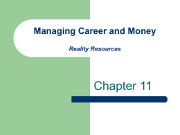 Managing Career and Money Reality Resources