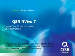 QSR NVIVO 7 - University of Surrey