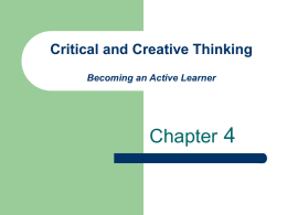 Critical and Creative Thinking Tapping the Power of Your Mind