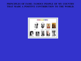 Project:PRINCIPLES OF FAME: FAMOUS PEOPLE OF MY
