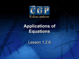 Applications of Equations