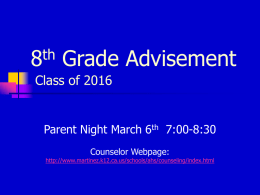 8th Grade Advisement Class of 2016