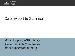 Data Export to Summon