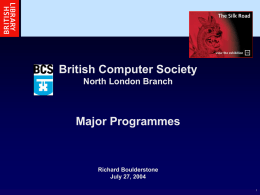 (DOM) Programme - BCS North London Branch