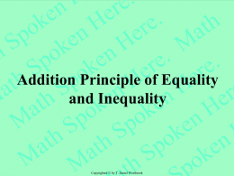 Addition Principle of Equality and Inequality