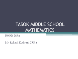 MIDDLE SCHOOL MATHEMATICS - TASOK Middle School Math