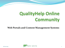 Web portals - QualityHelp Community