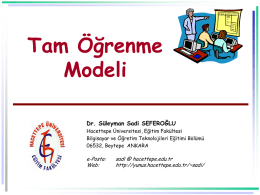 Tam Öğrenme Modeli - Hacettepe Üniversitesi Açık Ders Malzemeleri