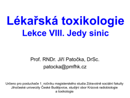 Lékařská toxikologie Lekce I. Úvod