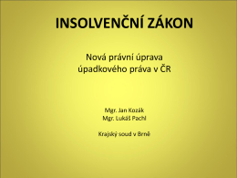 INSOLVENČNÍ ZÁKON - zdenekjelinek.com