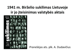 1941 m. Birželio sukilimas Lietuvoje ir jo įteisinimas valstybės aktais