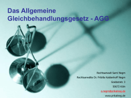 Das AGG - PowerPoint Präsentation von RA Sami Negm-Awad