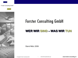 WAS WIR TUN - Forster Consulting GmbH