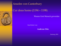 Anselm von Canterbury Cur deus homo - Universität Duisburg