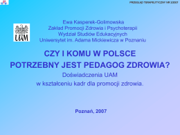 Czy i komu w Polsce potrzebny jest pedagog zdrowia?