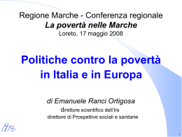 Le politiche contro la povert&agrave; in Italia - Regione Marche