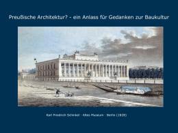 Preußische Architektur? - ein Anlass für Gedanken zur Baukultur