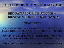 Le toucher massage - Association "Pourtant la Vie"