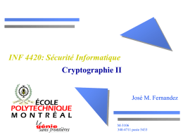 Cours INF 6420: Sécurité Informatique