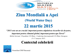 Ziua Mondială a Apei (World Water Day) 22 martie 2013