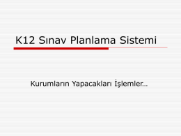 K12 Sınav Planlama - Solhan İlçe Milli Eğitim Müdürlüğü