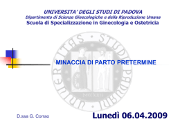 Minaccio di parto prematuro - Università degli Studi di Padova