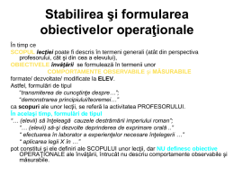 Obiective operaţionale verbele categoriilor taxonomice (B