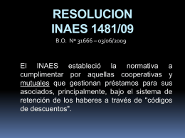 RESOLUCION INAES 1481/09