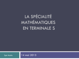 La spécialité mathématiques en Terminale S