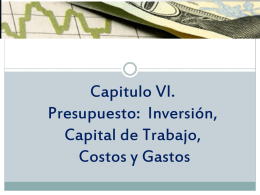 PRESUPUESTO: INVERSIÓN, CAPITAL DE TRABAJO, COSTOS Y