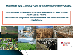 Evaluation du programme d`investissements des infrastructures de