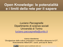 Open Knowledge: le potenzialità e i limiti della rete per il sapere