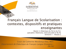 Diapositive 1 - Français Langue Seconde