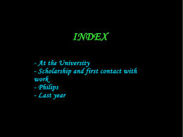 INDEX - At the University - Scholarship and first contact with work