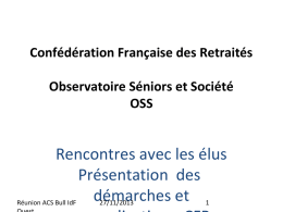 Confédération Française des Retraités Observatoire Séniors et