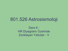 801.526 Astrosismoloji Ders 6 : HR Diyagramı Üzerinde Zonklayan
