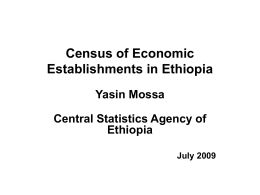 Census of Economic Establishments in Ethiopia Yasin Mossa Central Statistics Agency of Ethiopia July 2009