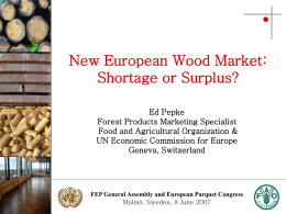 Photo: Stora Enso  Photo: Stora Enso  New European Wood Market: Shortage or Surplus? Ed Pepke Forest Products Marketing Specialist Food and Agricultural Organization & UN Economic Commission.