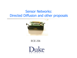 Sensor Networks: Directed Diffusion and other proposals  ECE 256 Sensor Networking – Why ??  Data Collection – A basic need  Will the.