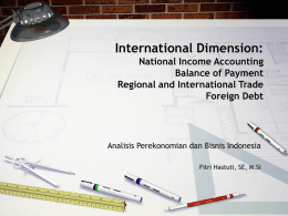 International Dimension: National Income Accounting Balance of Payment Regional and International Trade Foreign Debt  Analisis Perekonomian dan Bisnis Indonesia Fitri Hastuti, SE, M.Si.