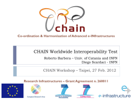 Co-ordination & Harmonisation of Advanced e-INfrastructures  CHAIN Worldwide Interoperability Test Roberto Barbera – Univ.