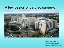 A few basics of cardiac surgery….  Brett Sheridan, MD Assistant Professor Department of Surgery.