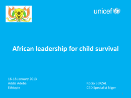 African leadership for child survival  16-18 January 2013 Addis Adeba Ethiopie  Rocio BERZAL C4D Specialist Niger.