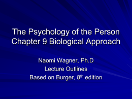 The Psychology of the Person Chapter 9 Biological Approach Naomi Wagner, Ph.D Lecture Outlines Based on Burger, 8th edition.