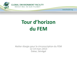 Tour d’horizon du FEM Atelier élargie pour la circonscription du FEM 12-14 mars 2013 Dakar, Sénégal.