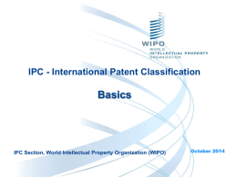 IPC - International Patent Classification  Basics  IPC Section, World Intellectual Property Organization (WIPO)  October 2014