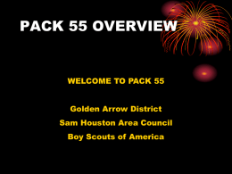 PACK 55 OVERVIEW  WELCOME TO PACK 55 Golden Arrow District Sam Houston Area Council Boy Scouts of America.