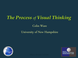 The Process of Visual Thinking Colin Ware University of New Hampshire  Ware:Vislab:CCOM Visual Thinking Virtual Machine      Capture common interactive processes Analytic tools for designers Can be.